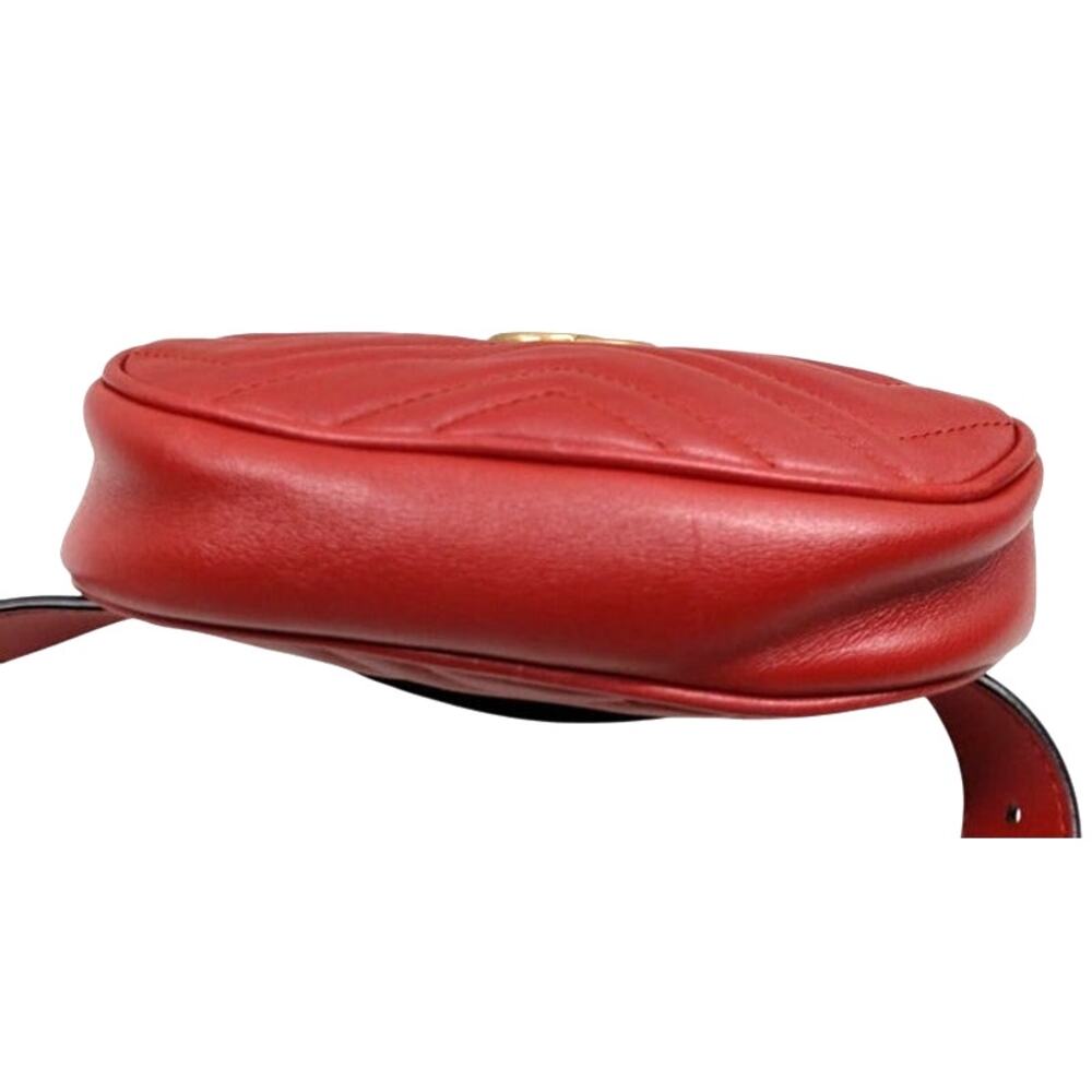 Gucci Marmont Red Gold Logo Quilted Bumbag Fannybag Waistbag Quiet Luxury Glam - Picture 8 of 10